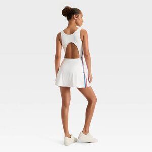 NEW JoyLab Women's Knit Sporty Contrast Active Dress - White Size Medium